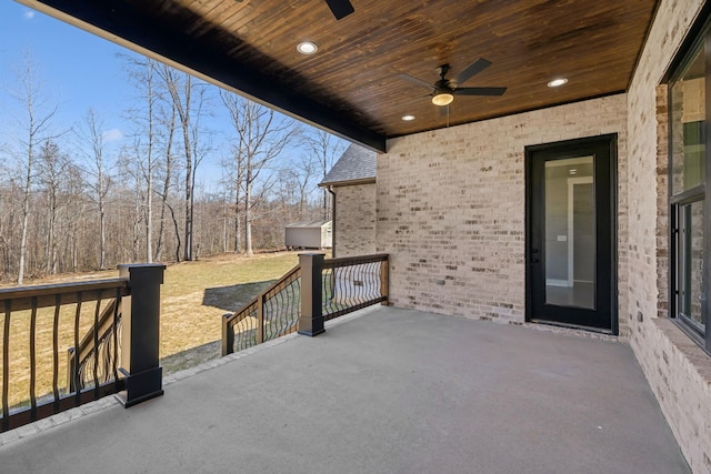 view of patio / terrace featuring a ceiling fan