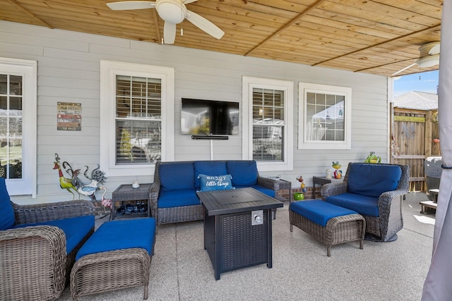 view of patio / terrace with an outdoor hangout area and ceiling fan