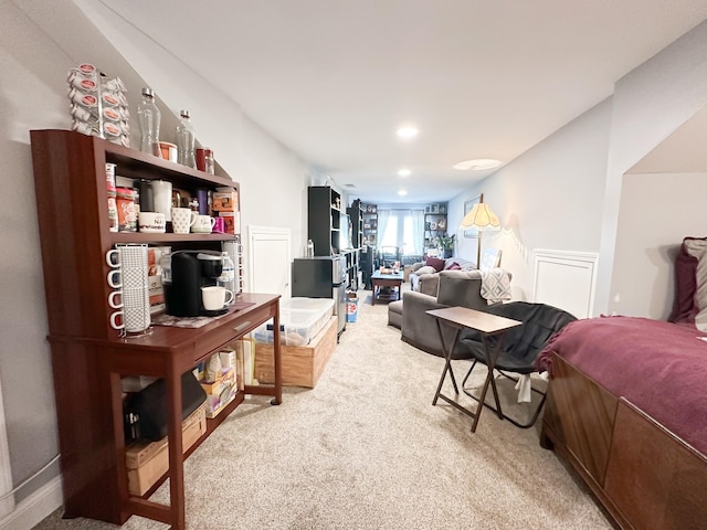 interior space featuring carpet floors and recessed lighting