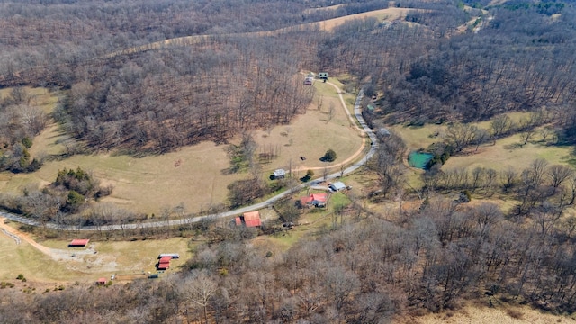 aerial view with a rural view and a forest view