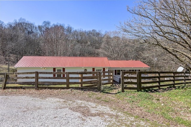 exterior space with a rural view