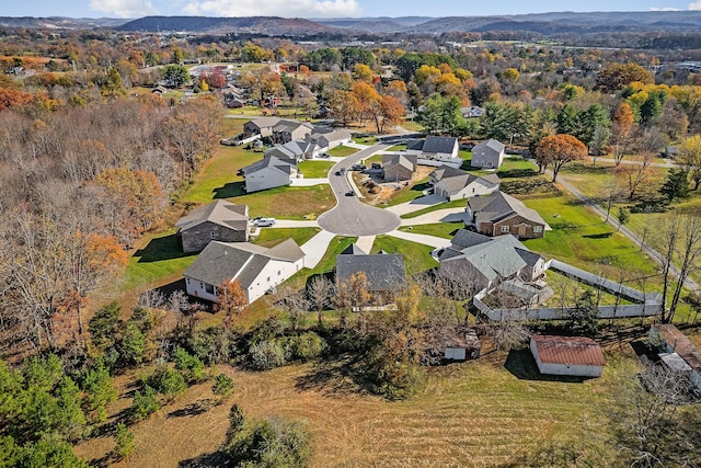 aerial view featuring a residential view and a mountain view