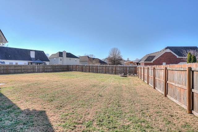 view of yard featuring a fenced backyard