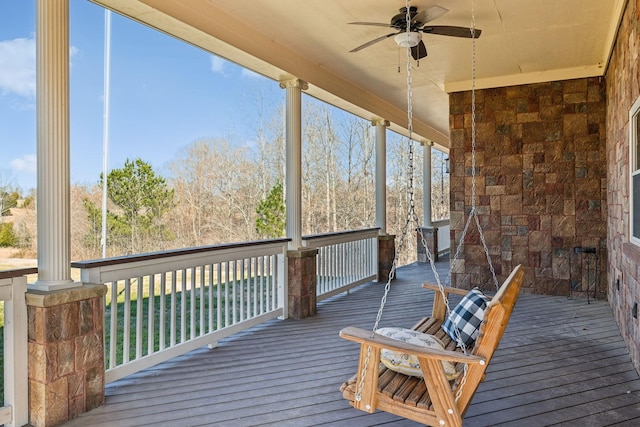 deck featuring ceiling fan