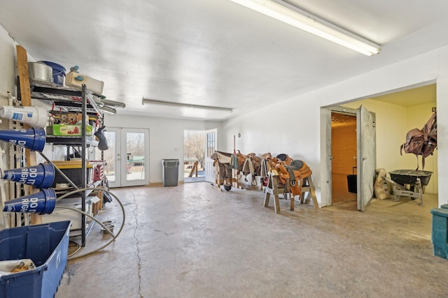 garage featuring french doors