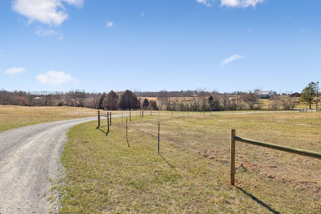 view of road with a rural view