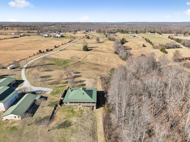 aerial view with a rural view