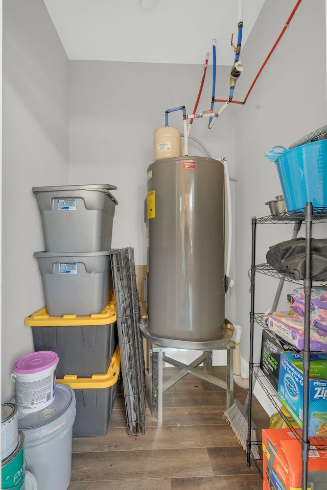 utility room with water heater