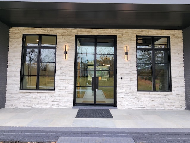 view of exterior entry with french doors