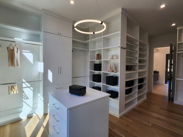 walk in closet featuring wood finished floors