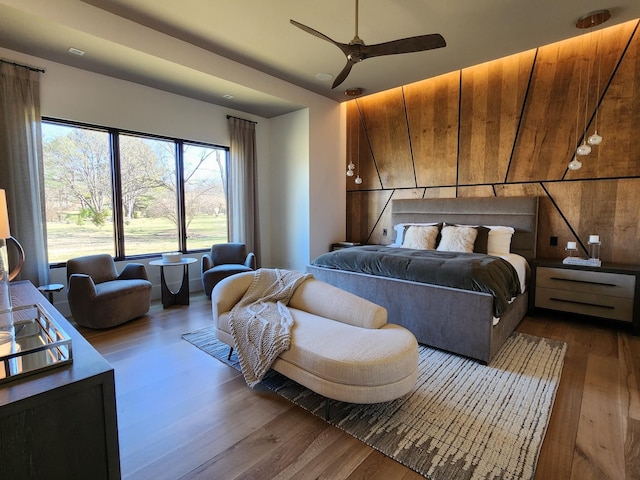 bedroom with wood-type flooring