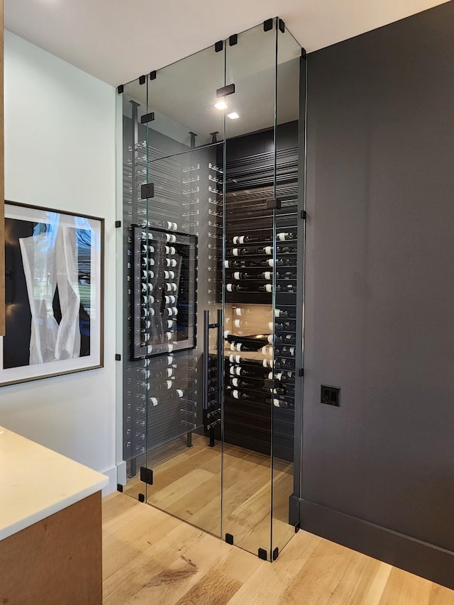 wine cellar with wood finished floors