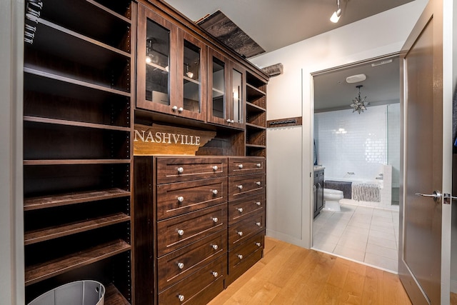 walk in closet featuring light wood-style flooring