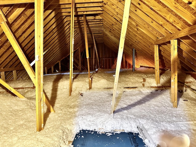 view of unfinished attic