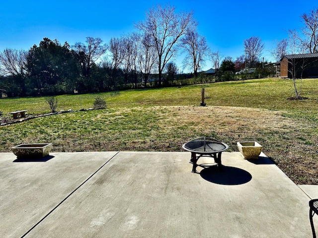 exterior space featuring a fire pit