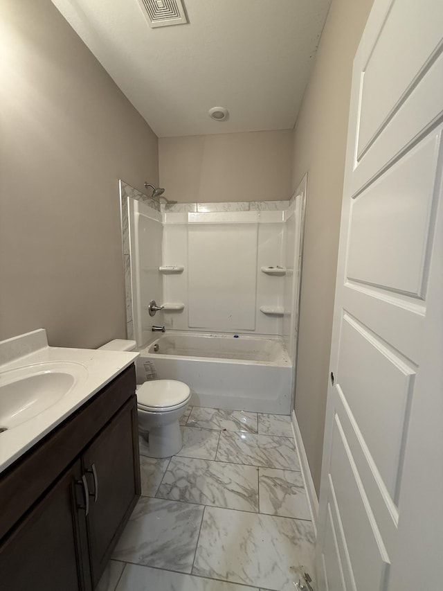 156 Cardinal Crk, Clarksville, TN 37040 - bathroom with marble look tiles, washtub / shower combination, vanity, toilet, and baseboards