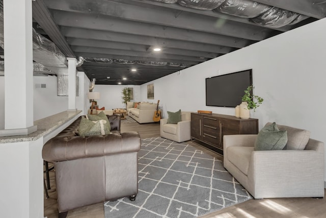 living room with wood finished floors