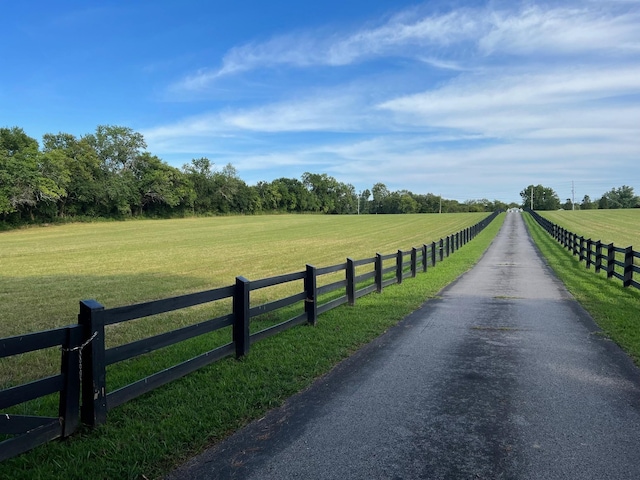 view of street with a rural view