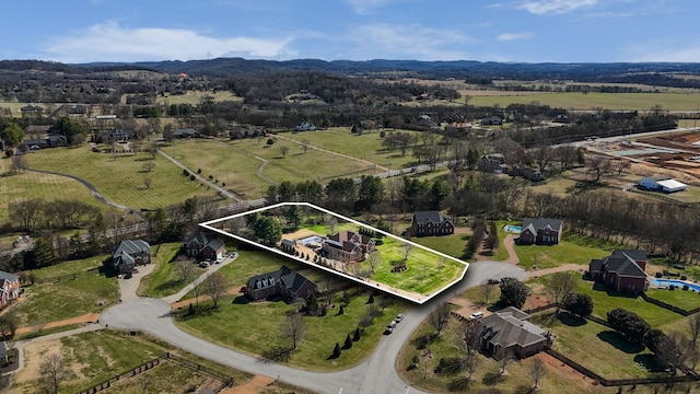 aerial view with a rural view