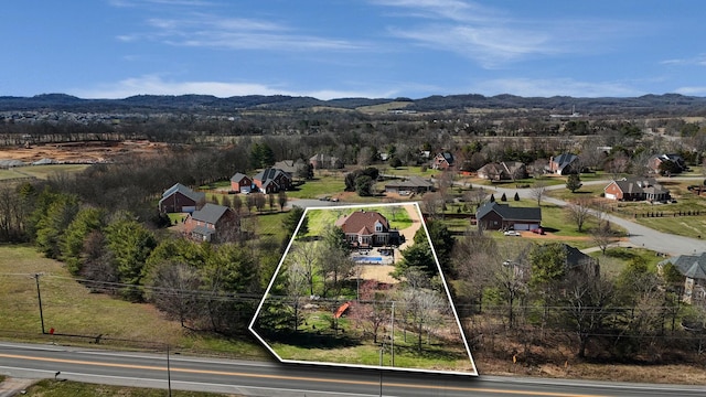 aerial view featuring a mountain view