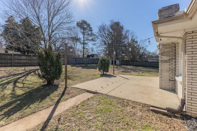 view of yard with a patio and a fenced backyard