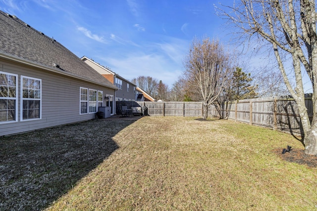 view of yard featuring a fenced backyard