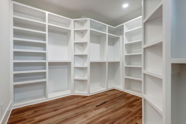 walk in closet featuring wood finished floors