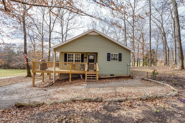 view of front of home with crawl space