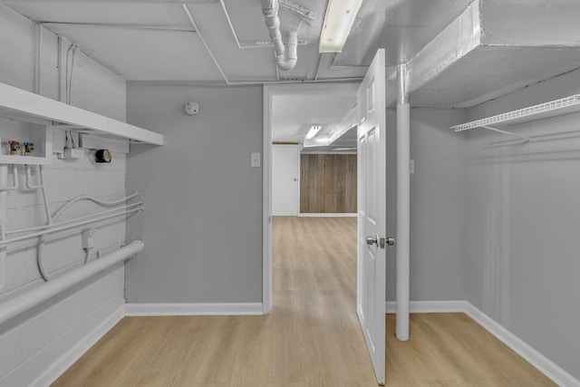 spacious closet with light wood-type flooring