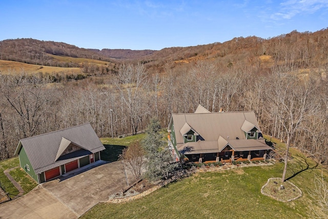 aerial view with a forest view