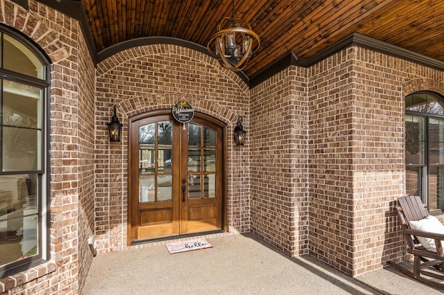 entrance to property featuring french doors