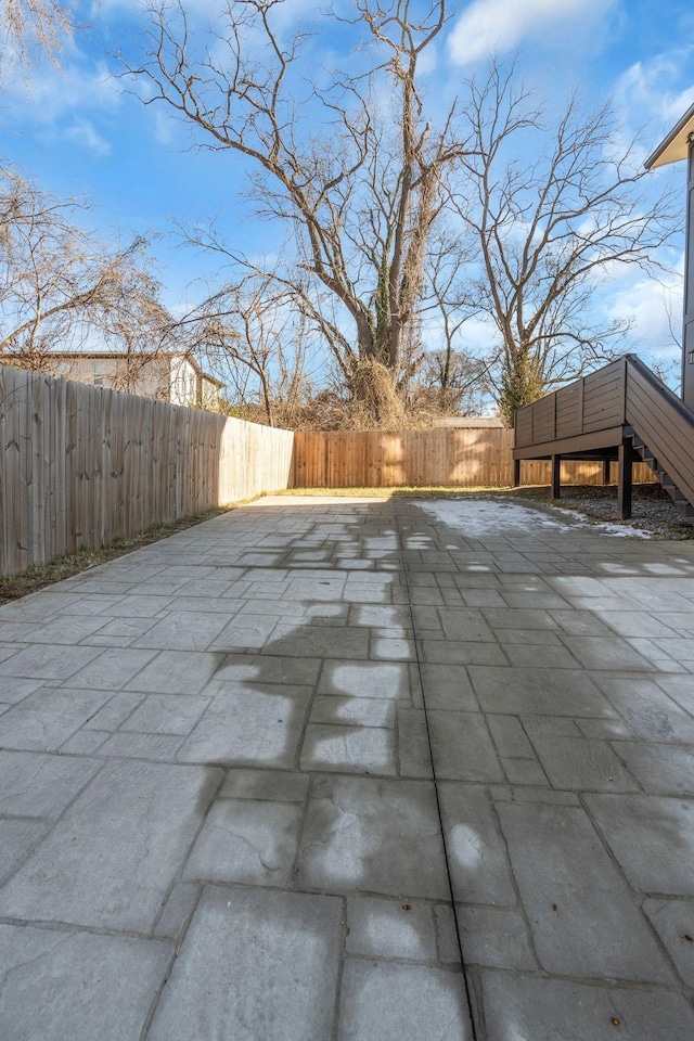 exterior space featuring a fenced backyard