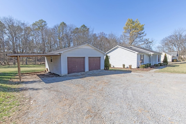 view of detached garage