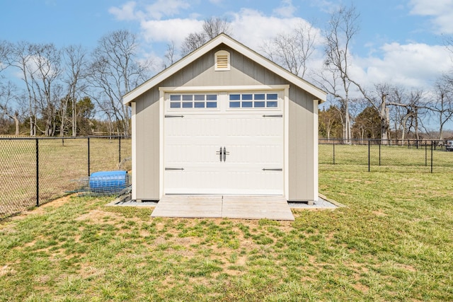 detached garage with fence