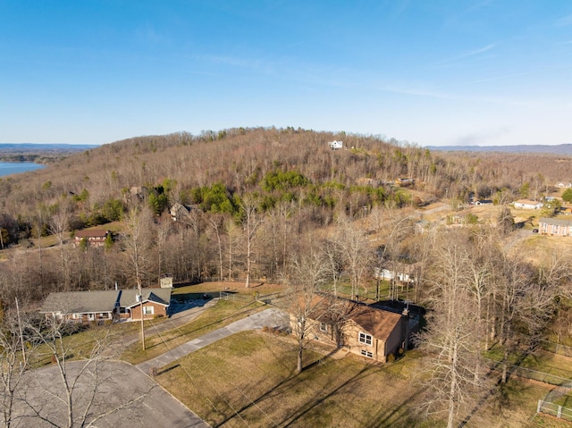 drone / aerial view with a forest view