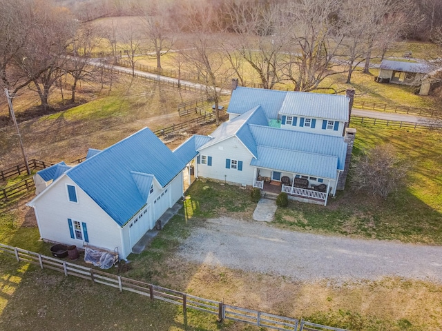 bird's eye view with a rural view