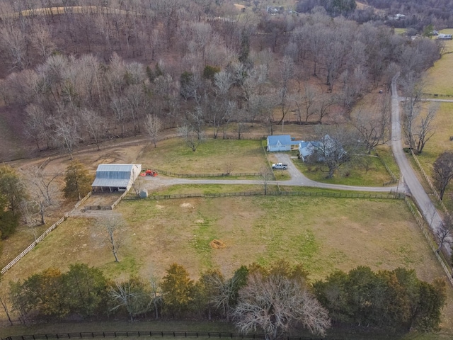 drone / aerial view with a rural view