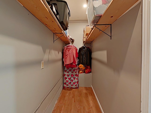 walk in closet featuring light wood-style flooring