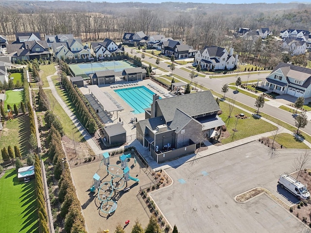 bird's eye view with a residential view