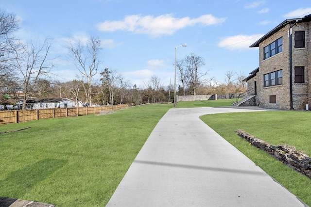 view of yard with fence