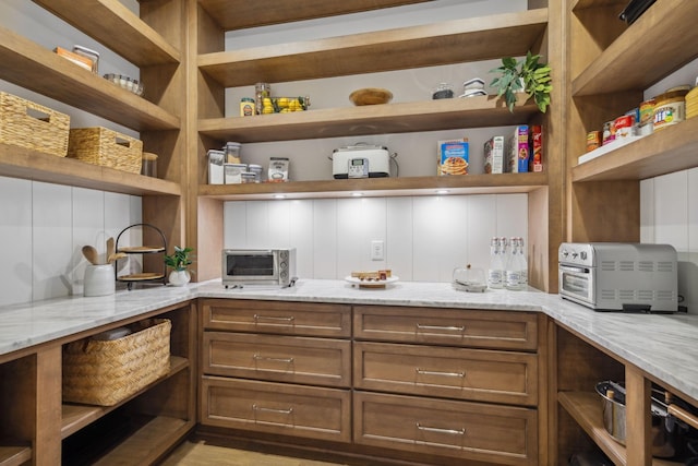 pantry with a toaster