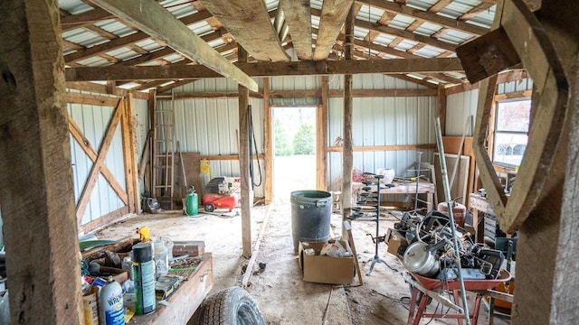 misc room with lofted ceiling