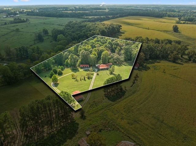 aerial view featuring a rural view