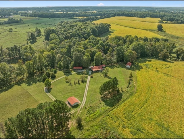 drone / aerial view with a rural view