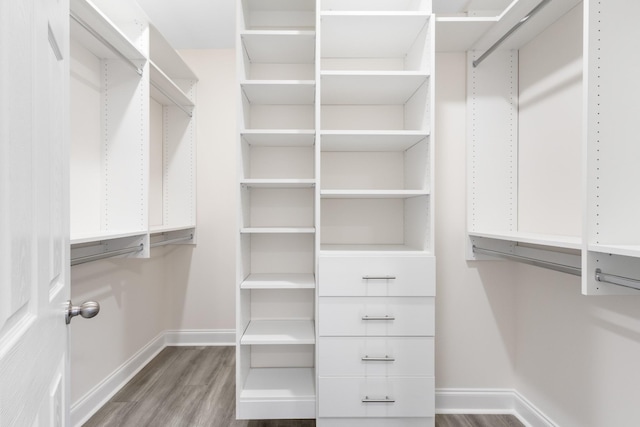 spacious closet with wood finished floors