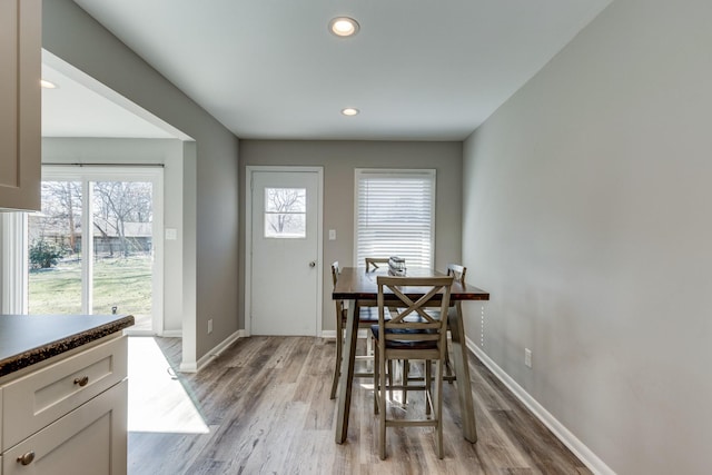 1311 Bel Aire Dr, Tullahoma, TN 37388 - dining space featuring light wood-type flooring, baseboards, and recessed lighting