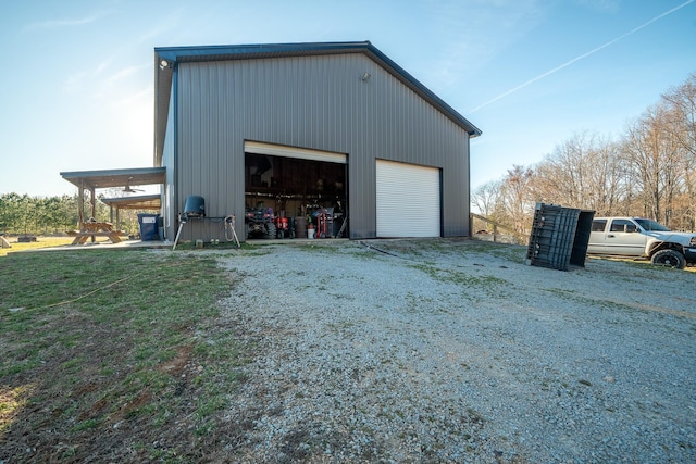 view of detached garage