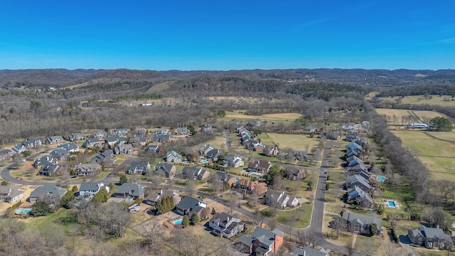 bird's eye view featuring a residential view and a mountain view