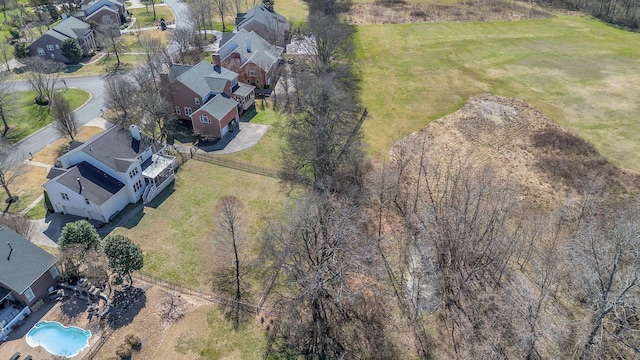 bird's eye view with a residential view