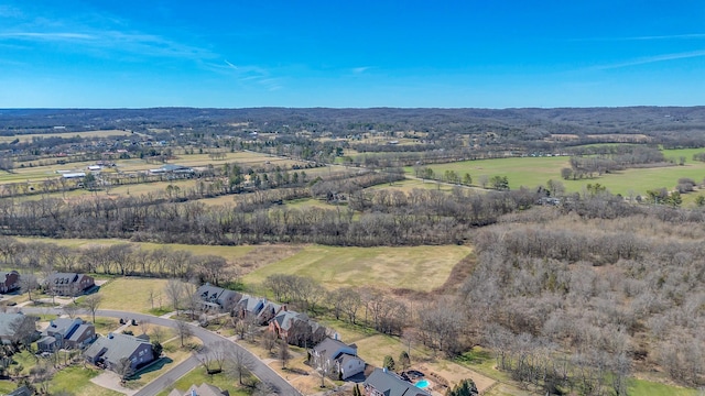 bird's eye view with a rural view